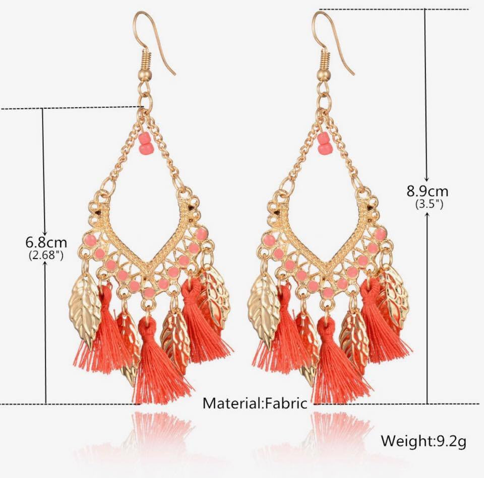 Long Tassel Brincos Bohemian Gold Plated Hollow Drop Earrings