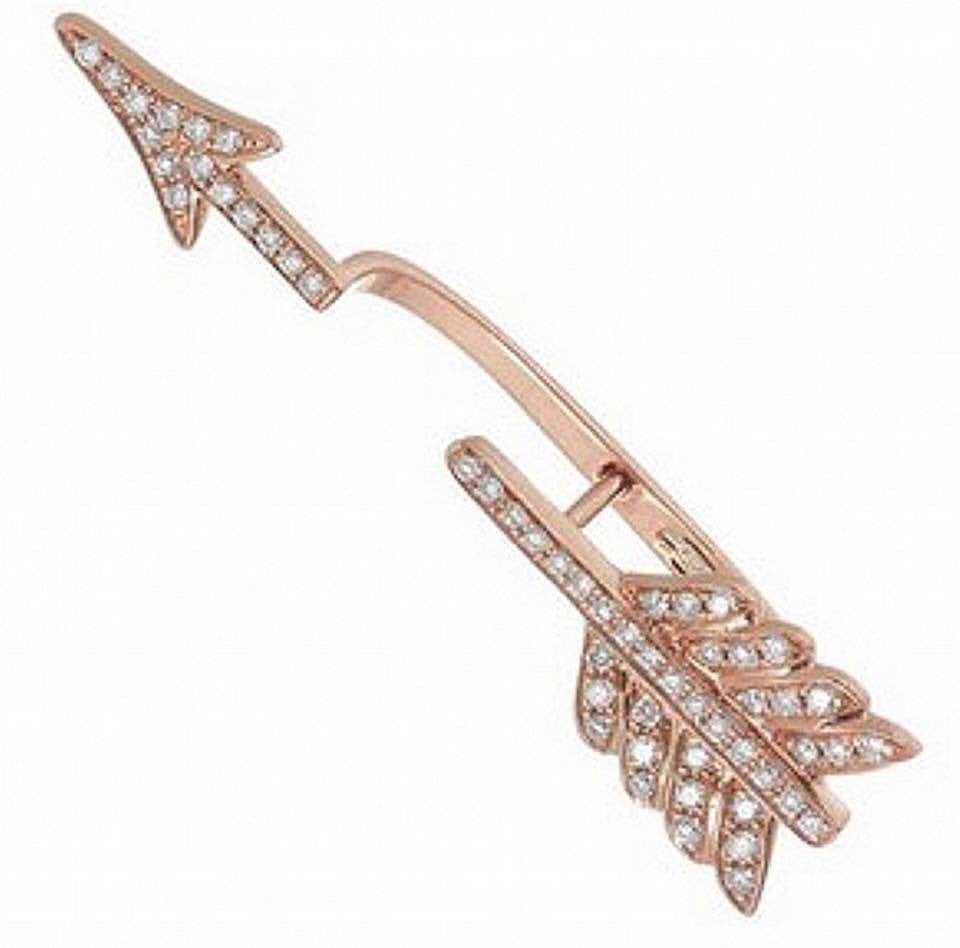 Gold Summer Style Personalised Punk Clear Rhinestone Bow and Arrow Stud Earrings