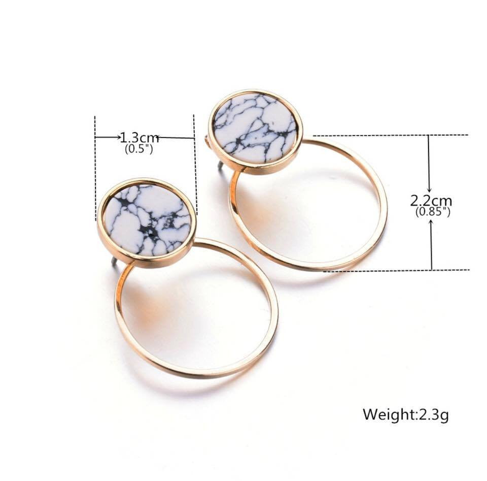 Stud Earrings Geometric Round/Square/Triangle Faux Marbled Stone