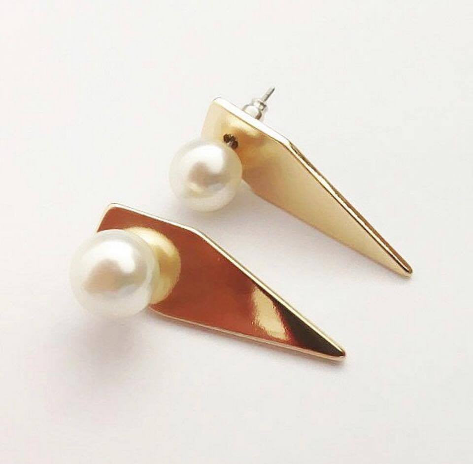 Casual Geometric Triangle Created Pearls Flat Back Swing Earrings