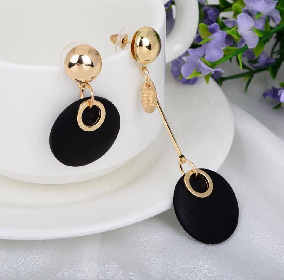 Asymmetry Gold Plated Long Drop Earrings
