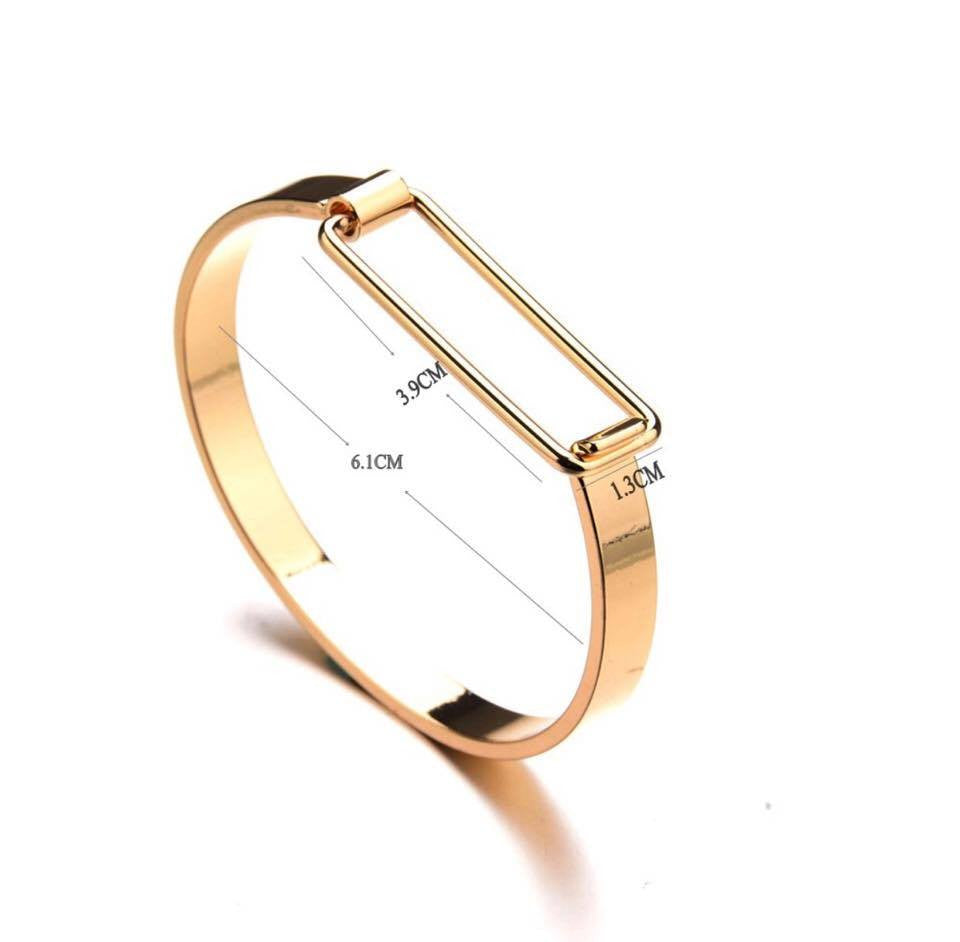 Adjustable Copper Burnished  Rectangle Charm Cuff Bangle Bracelet