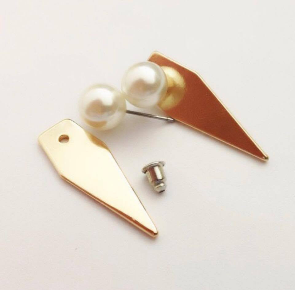 Casual Geometric Triangle Created Pearls Flat Back Swing Earrings