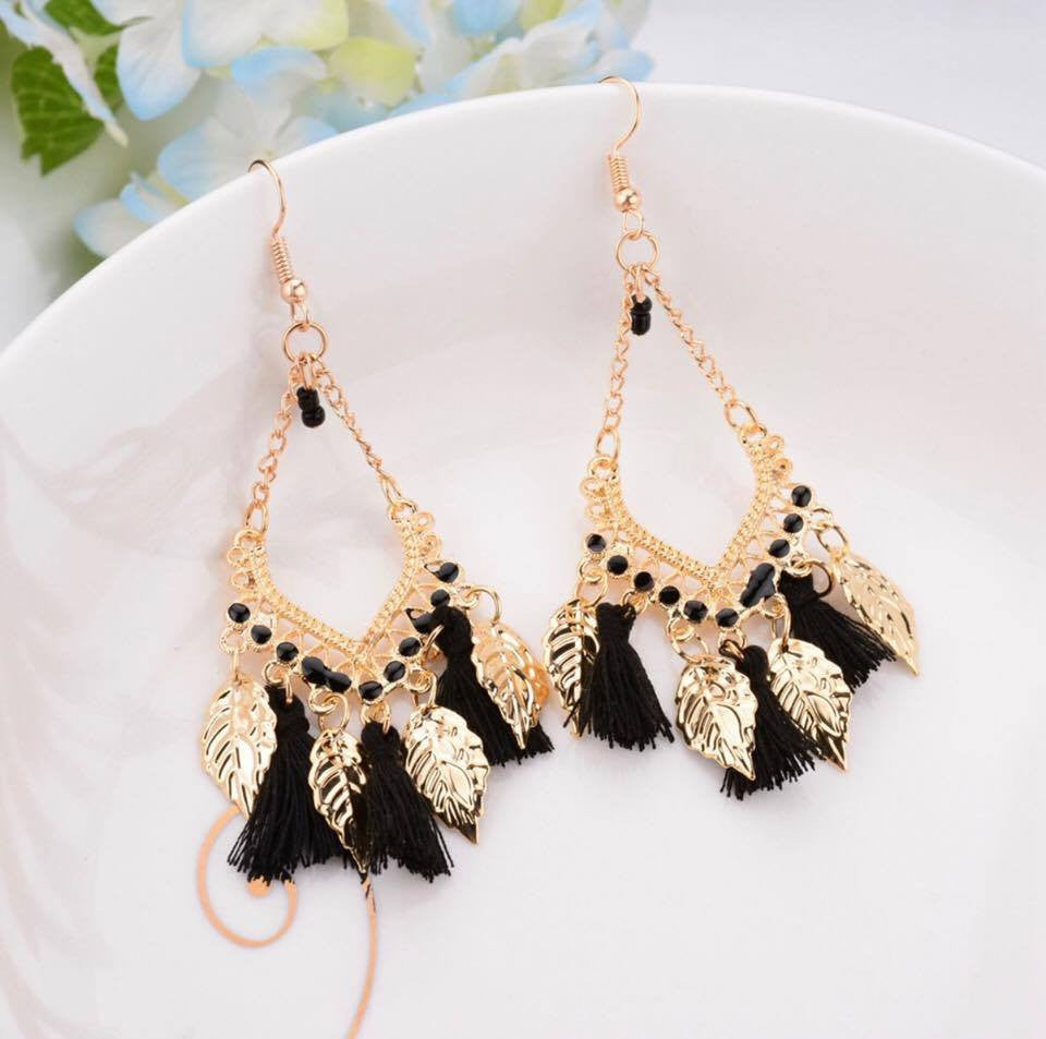 Long Tassel Brincos Bohemian Gold Plated Hollow Drop Earrings