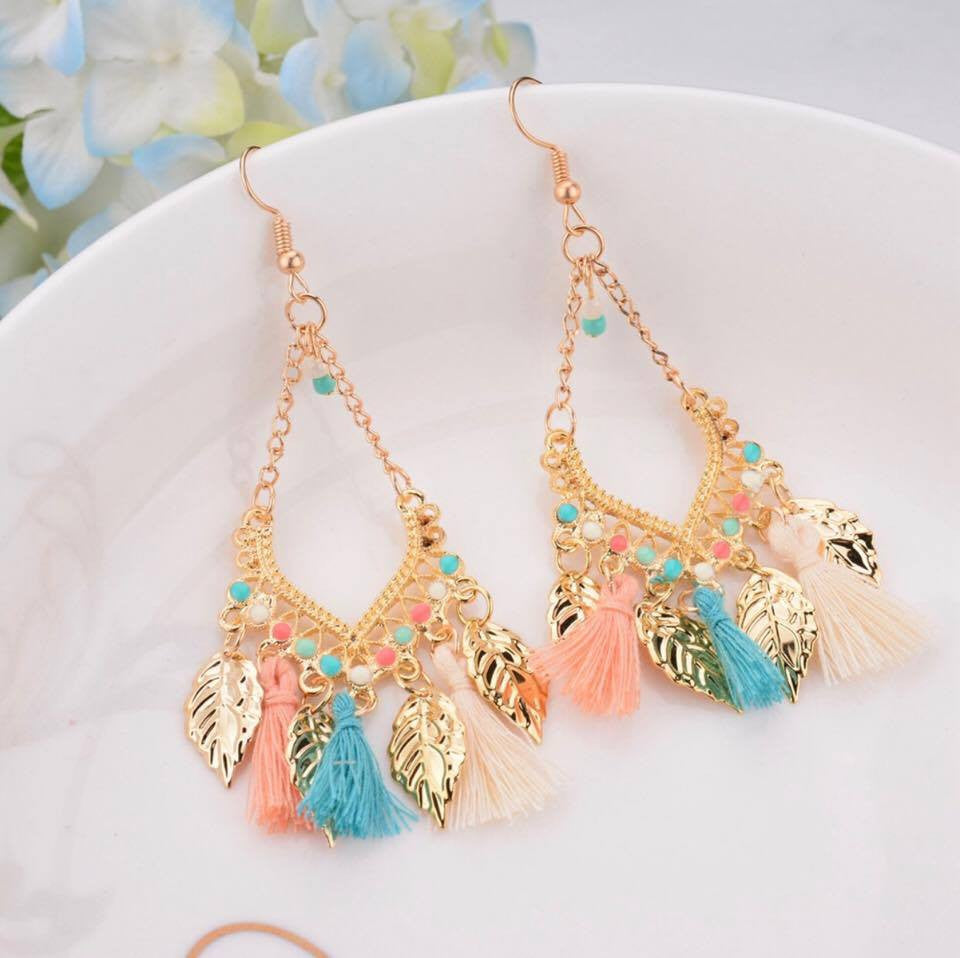 Long Tassel Brincos Bohemian Gold Plated Hollow Drop Earrings