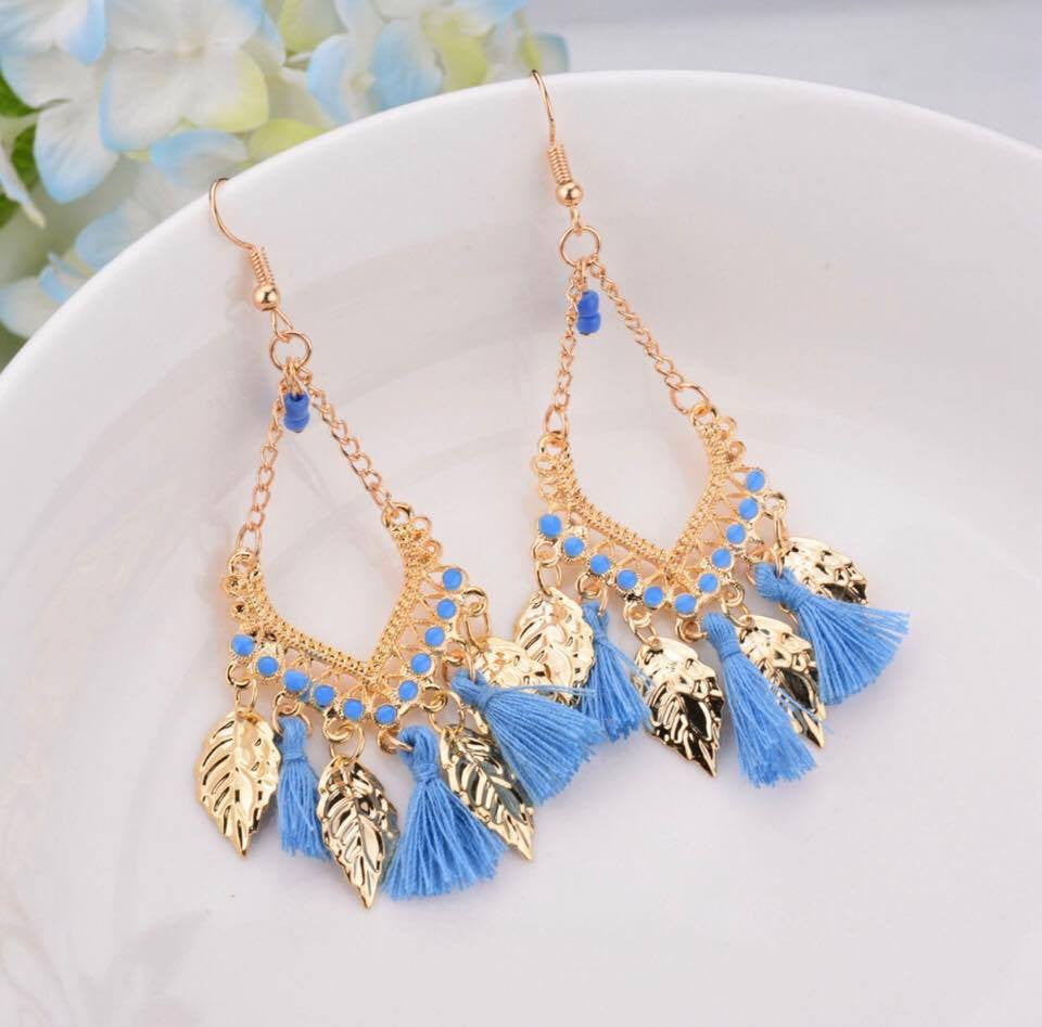 Long Tassel Brincos Bohemian Gold Plated Hollow Drop Earrings