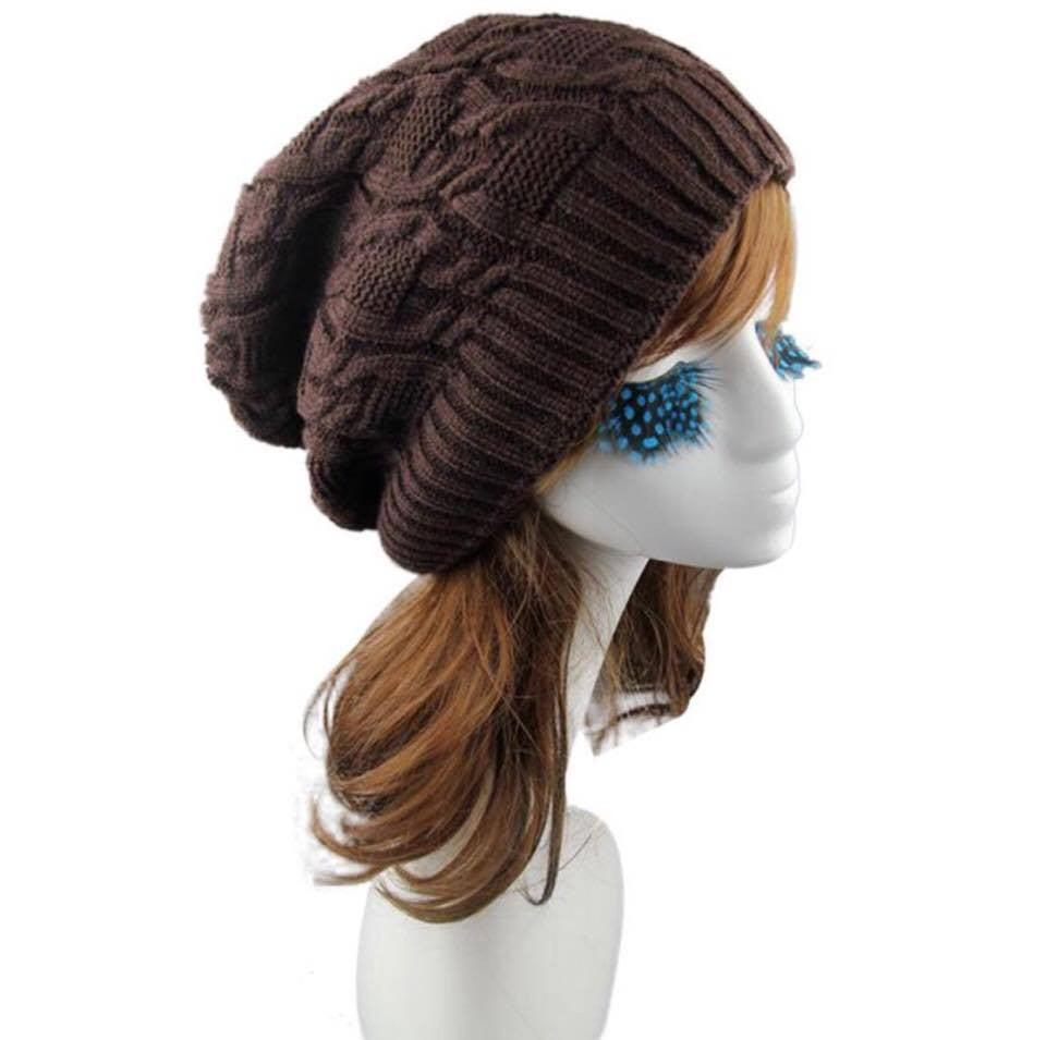 Acrylic Fibres 6 Color Unisex Slouchy Knitting Dual Purpose Cap For Women