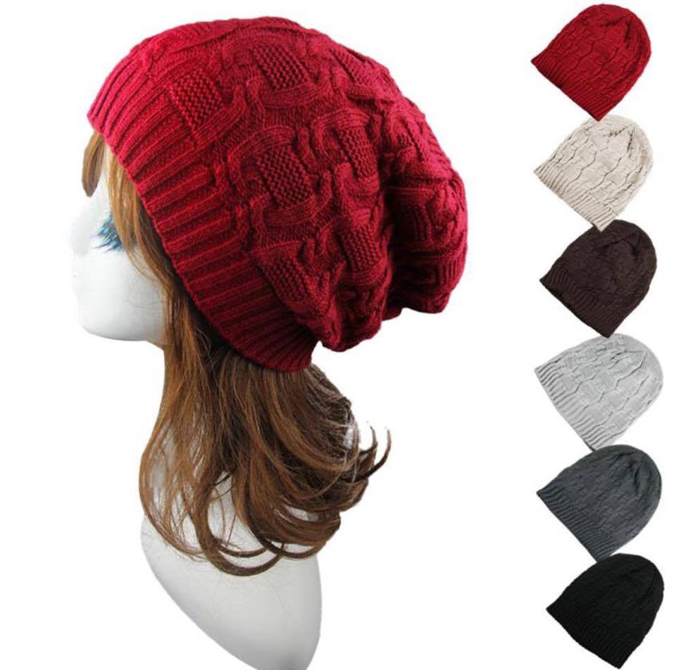 Acrylic Fibres 6 Color Unisex Slouchy Knitting Dual Purpose Cap For Women