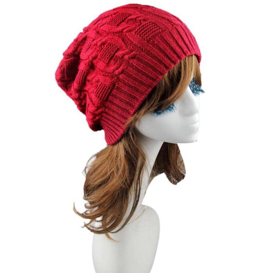 Acrylic Fibres 6 Color Unisex Slouchy Knitting Dual Purpose Cap For Women