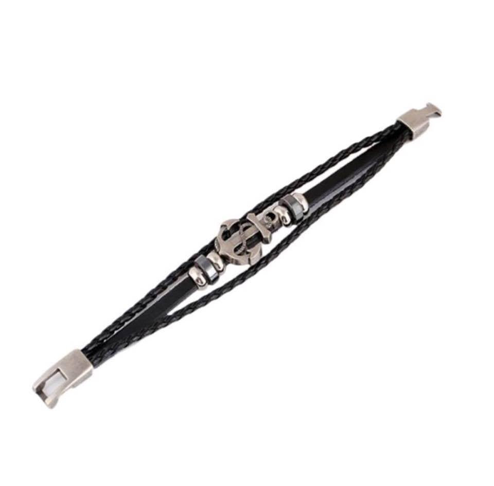 Men's Anchor Design Alloy Leather Rope Chain Bracelet High Quality