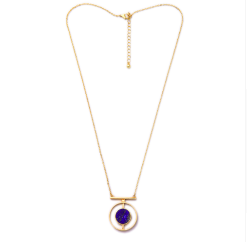 Gold Chain Hollow Circle Natural Stone