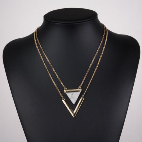 Geometric Triangle Faux Marble Stone Pendant