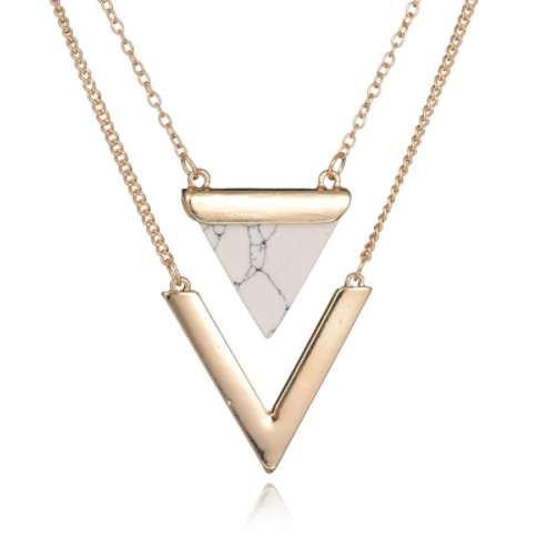 Geometric Triangle Faux Marble Stone Pendant