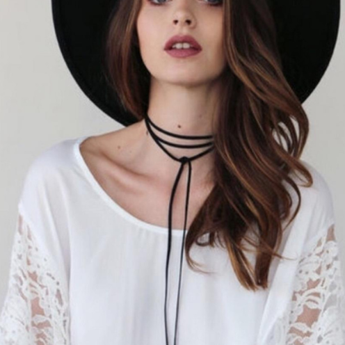 Long Black Velvet Wrap Choker Necklace