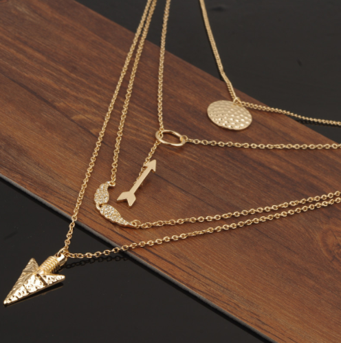 Multi Layer Sexy Circular Arrow Angel Wing Necklace