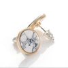 Trendy Gold Fashion Square Triangle Round Geometric Marbled White Faux Stone Stud Earrings