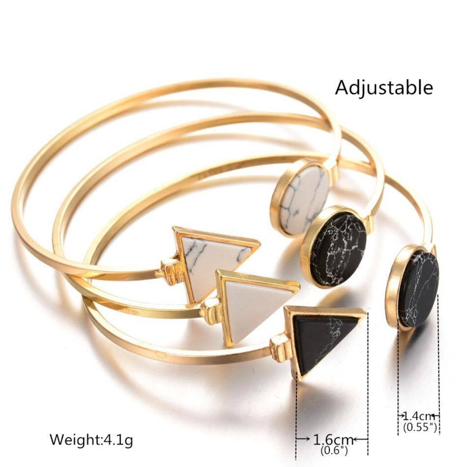 Gold Plated Cuff Bangles 2 Colors Open Bangle With Stone