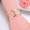Geometric Rectangle Faux Stone Wide Open Cuff Bracelets Bangle