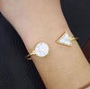 Gold Plated Cuff Bangles 2 Colors Open Bangle With Stone