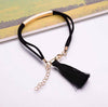 Black/Red/Grey Velvet Rope Fringe Charm Bracelet