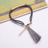 Black/Red/Grey Velvet Rope Fringe Charm Bracelet