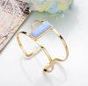Geometric Rectangle Faux Stone Wide Open Cuff Bracelets Bangle