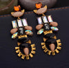 Bohemian Ethnic Gold Plated Shiny Colorful Crystal Long Drop Earrings