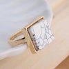 Gold Plated Square Cocktail Faux Stone Marble Ring
