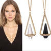 Gold Plated Clear/ Black Geometric Triangle Crystal Stone Long Necklace﻿