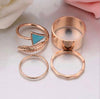 Gold Plated Triangle Leaf 4PCS Ring Set