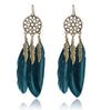 Dream Catcher Hollow out Vintage Leaf Feather Dangle Bohemia Style Earrings