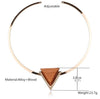 Gold Plated Adjustable Necklace With Triangle Wood Pendant