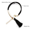 Black/Red/Grey Velvet Rope Fringe Charm Bracelet