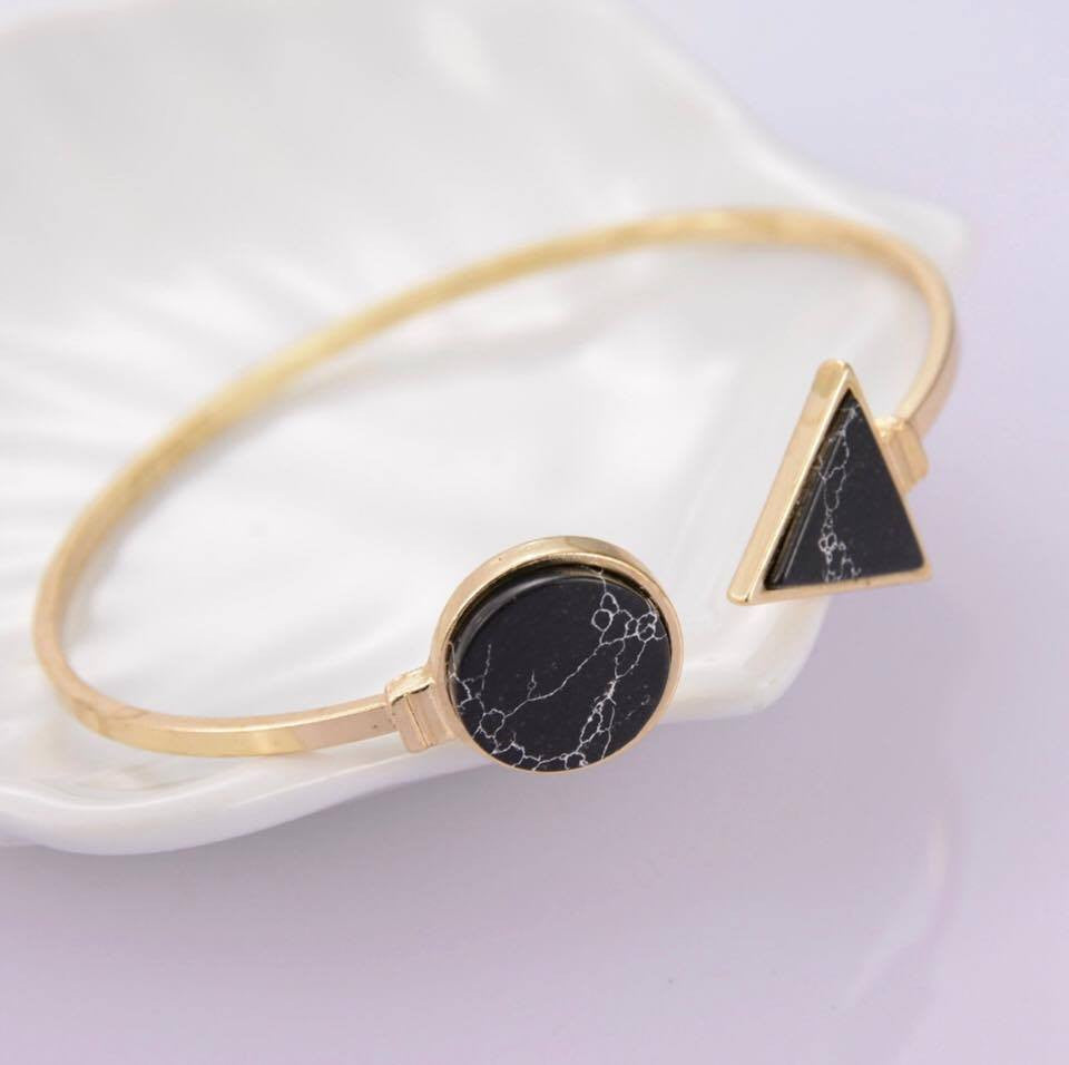 Gold Plated Cuff Bangles 2 Colors Open Bangle With Stone