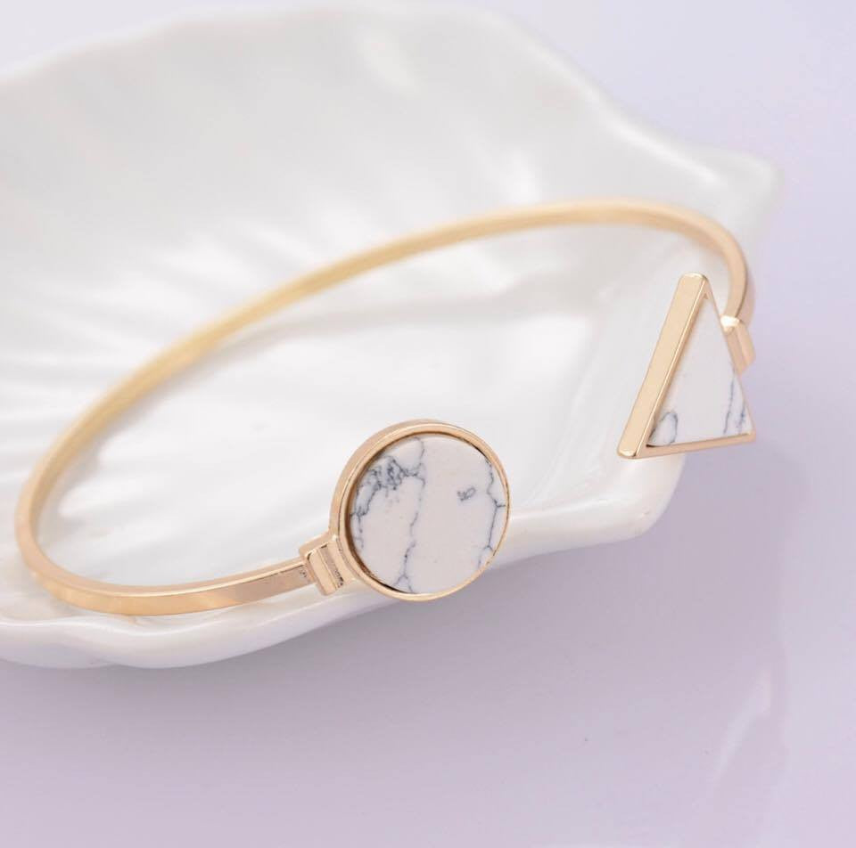 Gold Plated Cuff Bangles 2 Colors Open Bangle With Stone