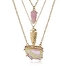 Three Multi Layer Neon Geometric Faux Stone Necklace