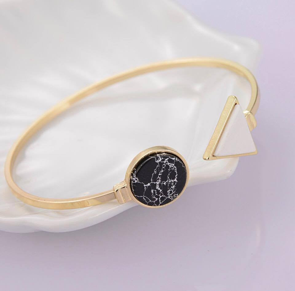 Gold Plated Cuff Bangles 2 Colors Open Bangle With Stone