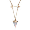 Gold Long Chain Geometric Triangle Faux Stone Pendant Necklace