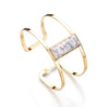 Geometric Rectangle Faux Stone Wide Open Cuff Bracelets Bangle