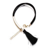 Black/Red/Grey Velvet Rope Fringe Charm Bracelet