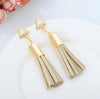 Long Triangle Faux Stone Black Tassel Velvet Drop Earrings