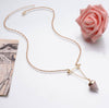 Gold Long Chain Geometric Triangle Faux Stone Pendant Necklace