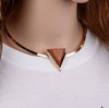 Gold Plated Adjustable Necklace With Triangle Wood Pendant