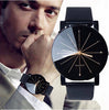 Men's Faux Leather Band Black Dial Quartz Watch