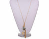Tassel Necklace Bohemian Blue Faux Stone Gold Leaf Long Chain Necklace