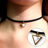Punk Black Velvet Choker Necklace With Triangle Faux Stone