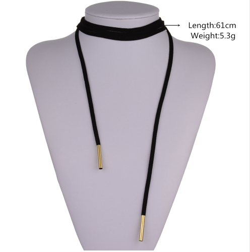 Long Black Velvet Wrap Choker Necklace