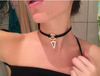 Black Choker Double Layer Gold Plated Geometry Triangle Pendant