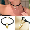 Black Choker Double Layer Gold Plated Geometry Triangle Pendant