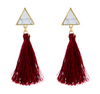 Geometric Faux Marble Stone Triangle Tassle Dangle Earrings